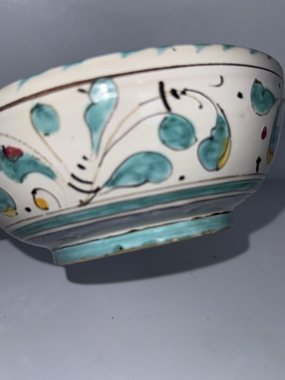 Vintage Peasant Valley PV Italy Pottery Bowl Replacement 5”x2” Italian Signed